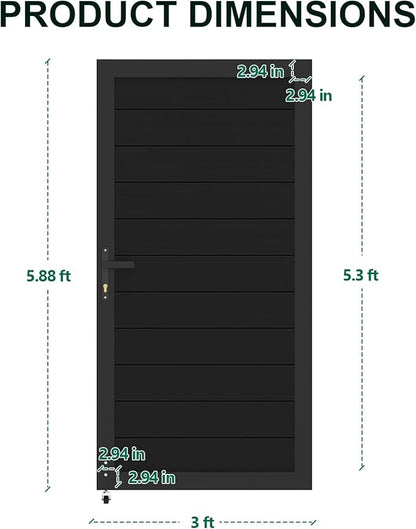 6ft x 3ft Aluminum Alloy Privacy Gate - Outdoor Metal Garden Gate with Lockable Knob,Full Enclosure Security Gate, Design for Patio, Yard & Backyard, Easy Installation Without Posts