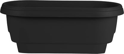 Bloem 24" Black Resin Deck Rail Round Planter, 9" H, 24" L, 12" W, Fits Rail Sizes Between 4.75" - 5.75" Wide