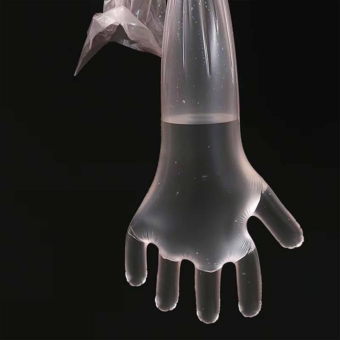 50pcs Disposable Long Plastic Gloves Veterinary Insemination Rectal Gloves Field Dressing Cleaning Household 35 inch Length Full Arm Long Sleeve for Non-Contact Work