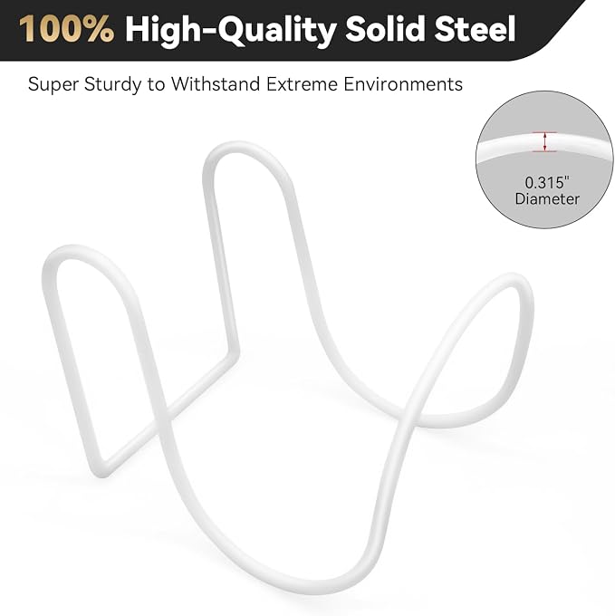 Heavy-Duty Wall Mount Hose Holder for Outdoor & Garden Use (White) - Organizes 50-150 ft Expandable, Pocket, Magic Hoses, Reels, or RV Hoses