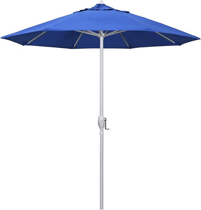 California Umbrella 7.5' Rd Aluminum Patio Umbrella, Crank Lift, Auto Tilt, White Finish