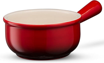 KooK French Onion Soup Bowls, French Onion Crocks, Bowl with Handles, 15 oz, Set of 4, Ceramic Bowls, Microwave, Dishwasher Safe & Oven safe, Stoneware (Red Ombre)