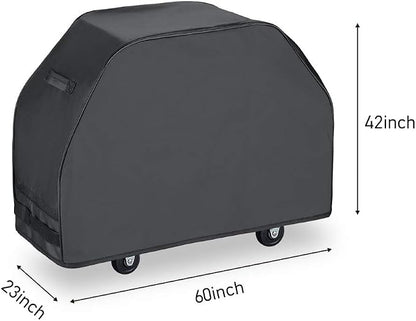 Grill Cover 60 Inch, Heavy Duty Waterproof BBQ Cover, Gas Grill Cover for Weber, Char-Broil, Brinkmann, 60" W x 23" D x 42" H