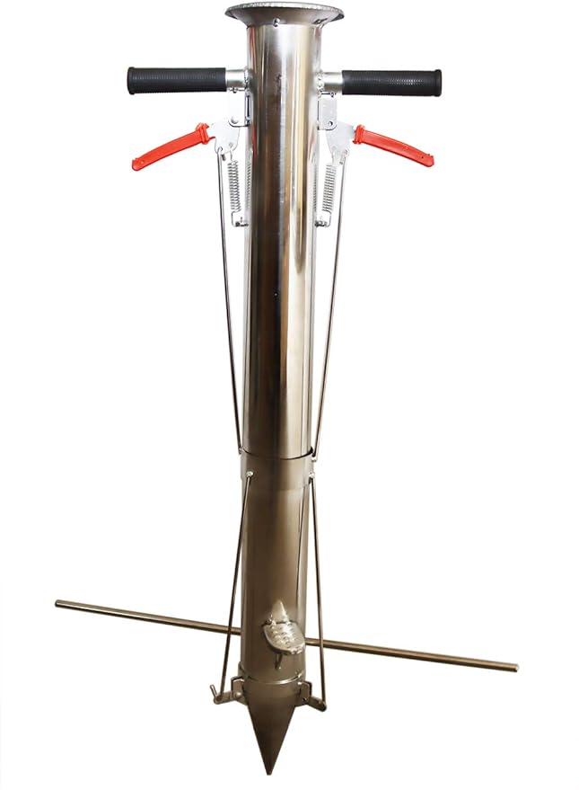 Seedling Transplanting Bulb Planter Tool Long Handle, Vegetable Young Plant Manual Plant Transplanter, Double Handle Stainless Steel Planting Garden Tools with Pedal for Garden, Greenhouse