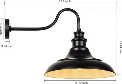 Exterior Farmhouse Barn Light, Porch Lights Outdoor, 16 Inch Vintage Outside Garage Lights Fixtures, Anti-Rust Waterproof Outdoor Light for Patio Frontdoor Entryway Doorway, Matte Black