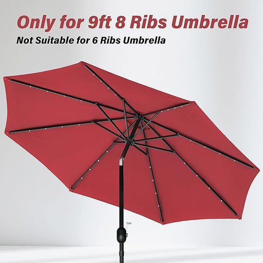 Simple Deluxe 2 Pack 9' Patio Umbrella Replacement Canopy Only Outdoor Table Market Yard Umbrella Replacement Top Cover with 8 Ribs, Red