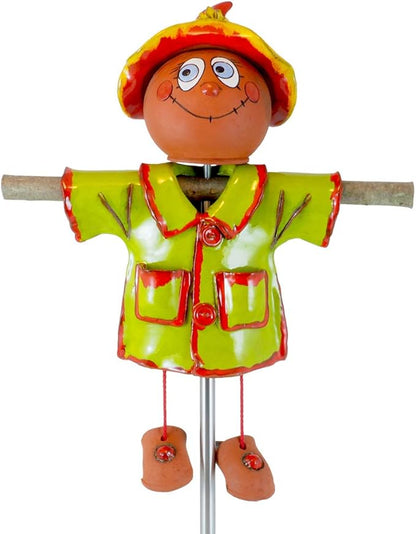 Ceramic Garden Decor - Scarecrow Lawn stake - Outdoor statue - Perfect, unique gifts for gardeners woman, men, yard gifts - Handmade, Frostproof