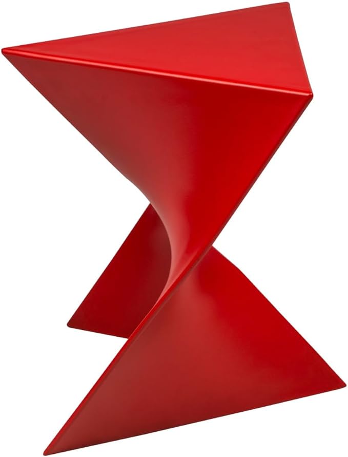 LeisureMod 15.75" Stackable Weather-Resistant Plastic Triangular Side Table - Accent End Table for Indoor & Outdoor Use (Red, Set of 2)