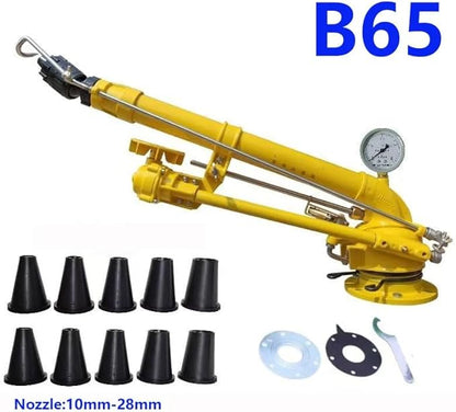 Farm Irrigation Sprinkler, 2" Impulse Impact Sprinkler with Replacement Nozzle & 1.2M Rack 360° Large-Area Watering Spray