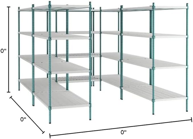 NSF 7' x 9' Walk-in 4-Tier Shelving Unit Kit with Drop Mat Shelf Liner, Commercial Storage Rack Unit, Organizer Shelves System Kit, Heavy Duty Racking for Storage, Shelving Kits (Green Epoxy)
