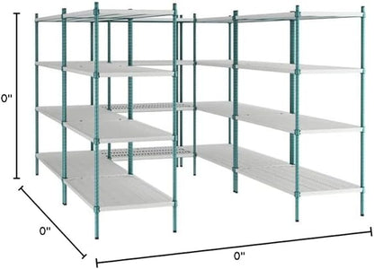 NSF 7' x 9' Walk-in 4-Tier Shelving Unit Kit with Drop Mat Shelf Liner, Commercial Storage Rack Unit, Organizer Shelves System Kit, Heavy Duty Racking for Storage, Shelving Kits (Green Epoxy)