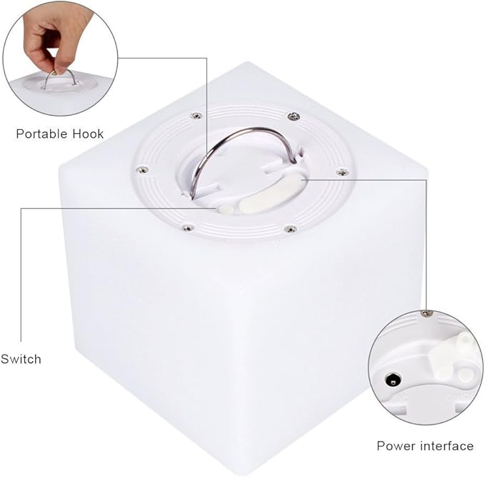 LED Mood Cube Light, Waterproof Rechargeable LED Bedside Table Lamp,Night Light with 16 Color Change and 4 Flash Modes,Suits for Outdoor Indoor Decoration (15x15x15cm)