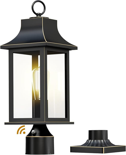 Dusk to Dawn Outdoor Post Light Hardwired 120V, 19.29" Oil Rubbed Bronze Lamp Post Light Fixture with Pier Mount Base, Waterproof Aluminum Pole Light for Yard, Patio, Garden, Pathway