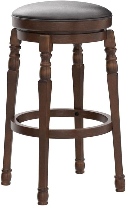 ERGOMASTER 29 Inch Swivel Bar Stools Set of 4, Rubber Wood, Brown