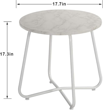VECELO Patio Outdoor Side Snack Table,Small Round Anti-Rust Metal Style for Garden Balcony,Yard,Living Room