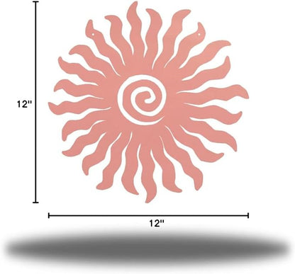 Riverside Designs Sunburst Metal Wall Art Steel Outdoor Decor - Heavy-Duty and Waterproof - Made in USA (12", Pink)