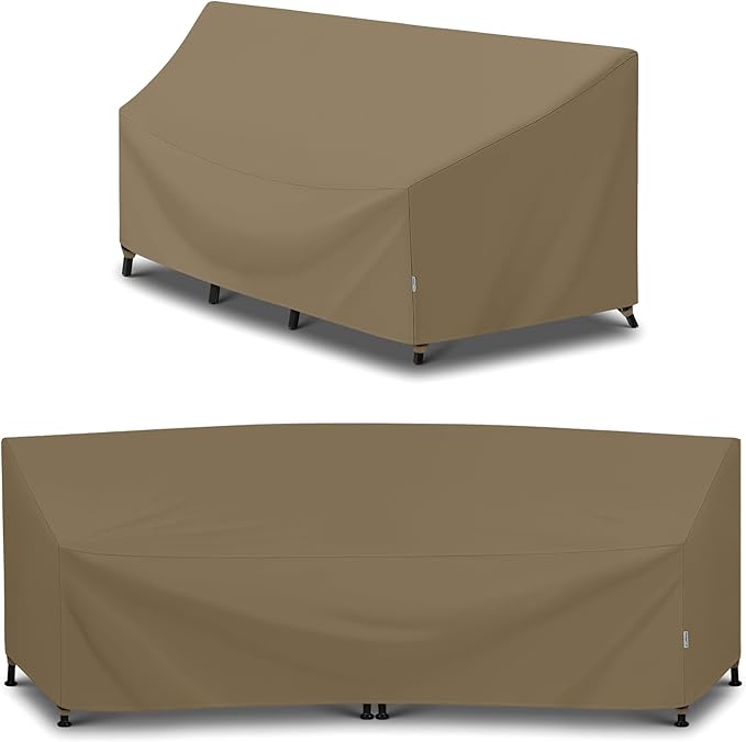 SunPatio Heavy Duty Waterproof 120 Inch Sofa Cover & 150 Inch Sofa Cover Bundle