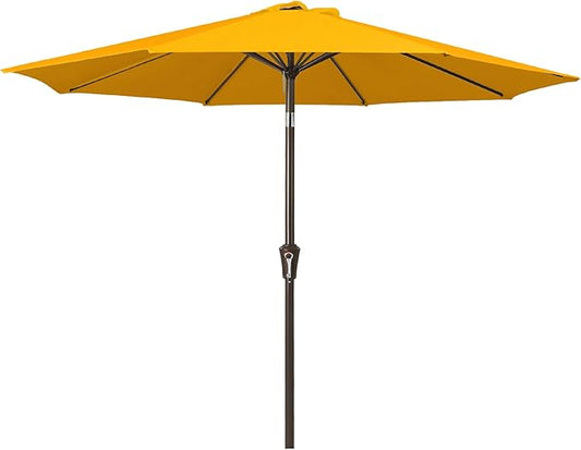 JEAREY 9FT Outdoor Patio Umbrella Outdoor Table Umbrella with Push Button Tilt and Crank, Market Umbrella 8 Sturdy Ribs UV Protection Waterproof for Garden, Deck, Backyard, Pool (Bright Orange)