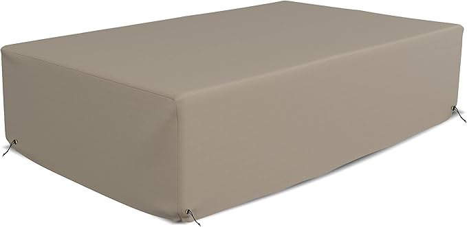 Covers & All Patio Sectional Sofa Set Cover 160 GSM PVC Emboss Fabric Outdoor Furniture Table and Chair Set Cover with Drawstring for Snug Fit (54" W x 54D x 28" H, Beige)