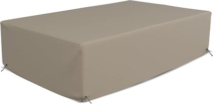 Covers & All Patio Sectional Sofa Set Cover 160 GSM PVC Emboss Fabric Outdoor Furniture Table and Chair Set Cover with Drawstring for Snug Fit (83''W x 52" D x 29''H, Beige)