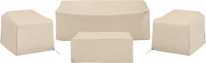 Crosley Furniture Patio Furniture Covers, Waterproof 4-Piece Cover Set for Outdoor Chairs, Sofa, Table, Tan