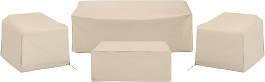 Crosley Furniture Patio Furniture Covers, Waterproof 4-Piece Cover Set for Outdoor Chairs, Sofa, Table, Tan