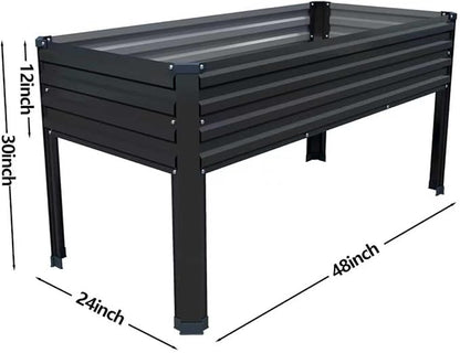 DIIYIV Galvanized Raised Garden Bed with Legs,48×24×30in Elevated Planter Box for Backyard,Garden, Patio, Balcony, 350lb Capacity,Planters for Outdoor Plants,Black