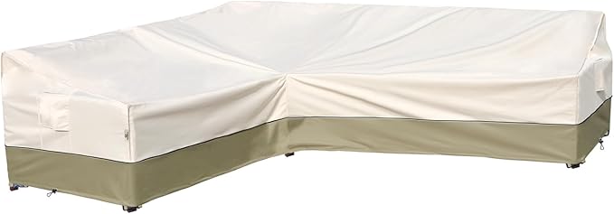 Outdoor Sectional Cover - Waterproof, Rip-Stop, Anti-UV 600D Heavy Duty Outdoor Couch Cover with 3 Air Vent (L-Shaped-Left Facing-58''X85''), Light Green