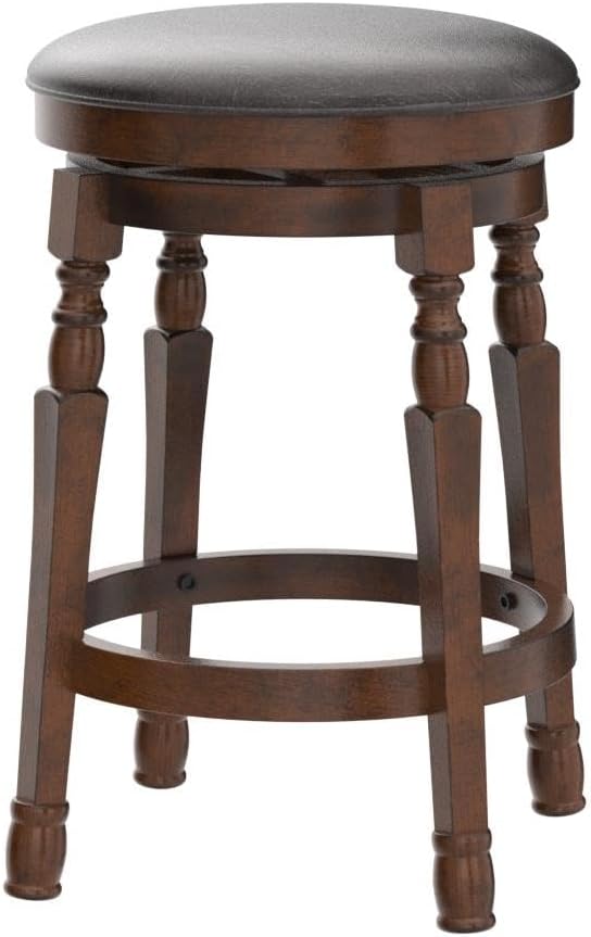 ERGOMASTER 24 Inch Swivel Bar Stools Set of 2, Rubber Wood, Brown