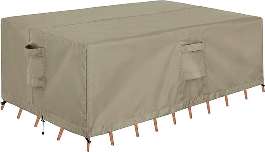 OutdoorLines Outdoor Waterproof Patio Table Furniture Set Covers - Square Couch Sectional Cover Outside Weatherproof Patio Furniture Covering for Deck, Lawn and Backyard 84" L x 84" W x 28" H, Camel