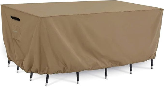 Tempera Outdoor Dining Set Cover for Outside Table and Chairs, Rectangle Patio Table Covers for Outdoor Furniture, Anti-Fading, Windproof,62''L x 42''W x 27.8''H,Taupe