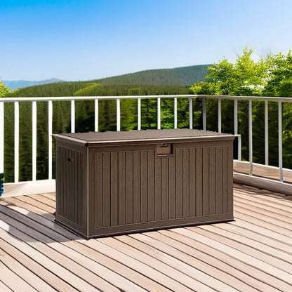 YITAHOME XL 180 Gallon Large Deck Box,Outdoor Storage for Patio Furniture Cushions,Garden Tools,Waterproof,Lockable (Black)