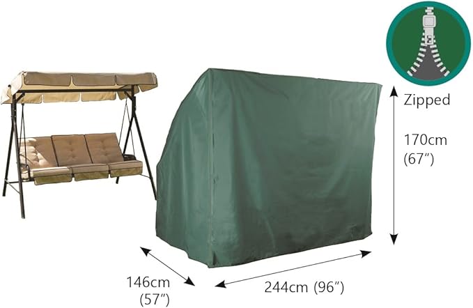 Bosmere Weatherproof Swing Seat Cover, 96" x 57" x 67", Green
