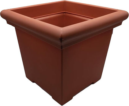 The HC Companies Terrazzo Square Plant Pot w/Drainage - Classic Planters for Outdoor Plants & Indoor Plants - Large UV-Resistant Plastic Pots for Plants (20”, Clay, Pack of 1)