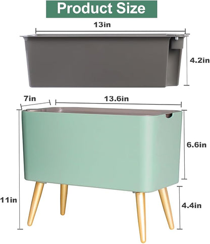 Oliz 13.5 Inch Planter Pot with Metal Craft Legs, Self Watering Planter Pots with Water Shortage Alarm Plant Pot for Indoor Outdoor Decorative Succulents Herb (B- Green)