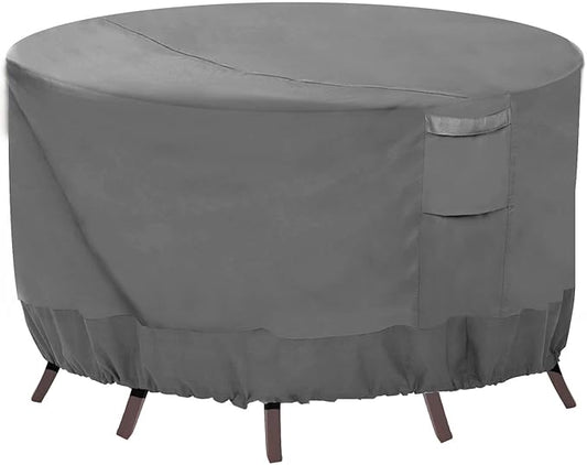 Vailge Round Patio Furniture Covers, 100% Waterproof Outdoor Table Chair Set Covers, Anti-Fading Cover for Outdoor Furniture Set, UV Resistant (Grey, 96"DIAx28"H)