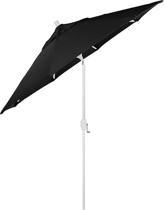 California Umbrella 5-Year-Non-Fading, 9Ft Premium Patio Umbrella, Hand-Crank, Button-Tilt, White Frame, Solution Dyed Black Fabric