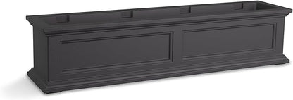 Mayne Fairfield 4ft Window Box, Self Watering Flower Box with Double Wall Design, All Season Fade Resistant Outdoor Window Planter with Steel Mounting Bracket, Graphite Grey