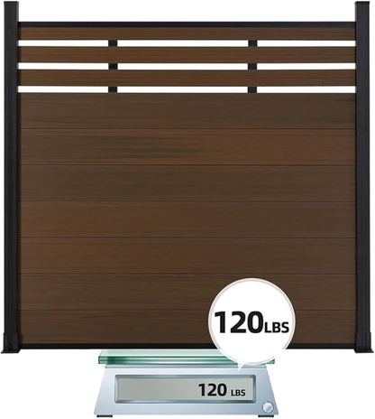 6x6 FT Wood Composite Privacy Fence Panel,Semi-Enclosed Outdoor AC Unit Cover,Trash Can Barrier | Weatherproof, Easy Installation, Durable Composite Fencing (Brown with 2 Post)