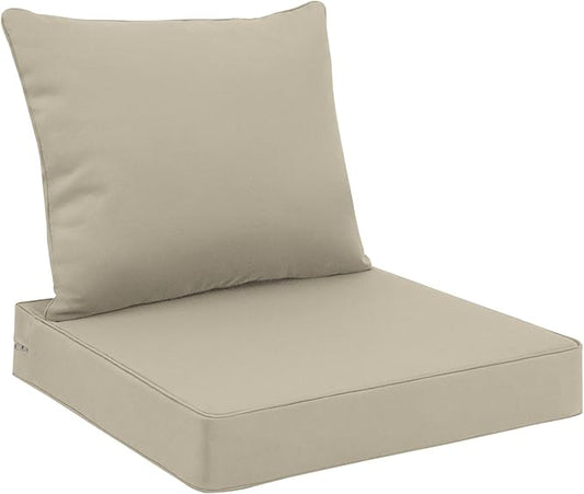 Favoyard Outdoor Seat Cushion Set 22 x 24 Inch Waterproof & Fade Resistant Patio Furniture Cushions with Removable Cover Deep Seat & Back Cushion with Handle and Adjustable Straps for Chair Sofa Couch