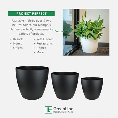Memphis 15" Round Indoor Floor Planter Pot – Lightweight & Durable Plastic, Modern Design, Made in USA, Recyclable Large Plant Container for Home & Office Décor (Espresso Meta