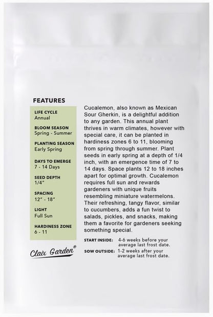 Cucamelon Seeds - Mexican Sour Gherkin - 100 Seeds - Heirloom, Non-GMO and Untreated, Excellent for Any Home Garden, Low Maintenance, Delicious Flavor