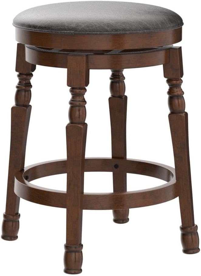 ERGOMASTER 24 Inch Swivel Bar Stools Set of 4, Rubber Wood, Brown
