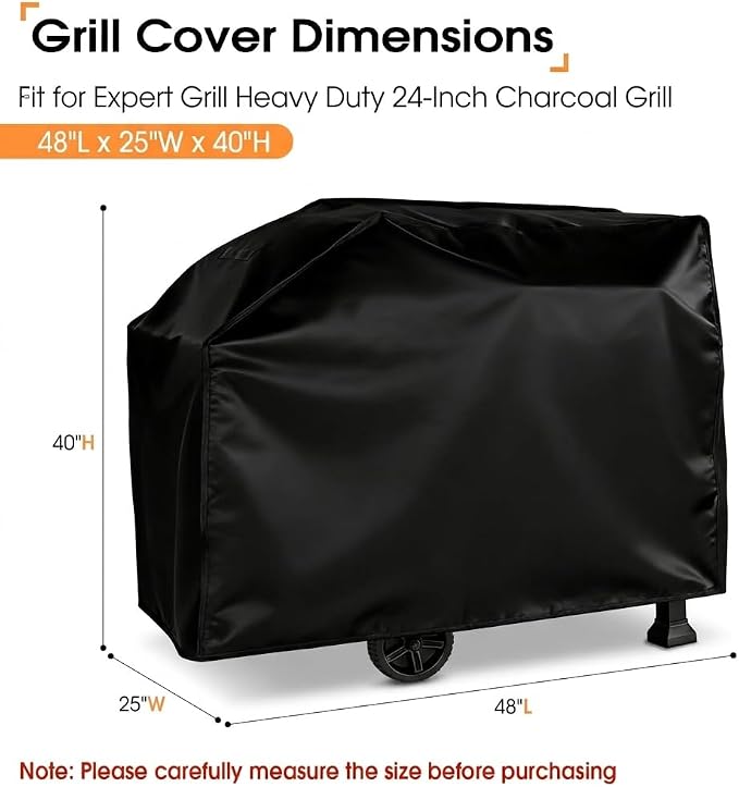 Grill Cover for Expert Grill Heavy Duty 24-Inch Charcoal Grill, Waterproof Outdoor BBQ Griddle Cover, Fade-Resistant UV Resistant All Weather Protection
