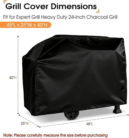 Grill Cover for Expert Grill Heavy Duty 24-Inch Charcoal Grill, Waterproof Outdoor BBQ Griddle Cover, Fade-Resistant UV Resistant All Weather Protection