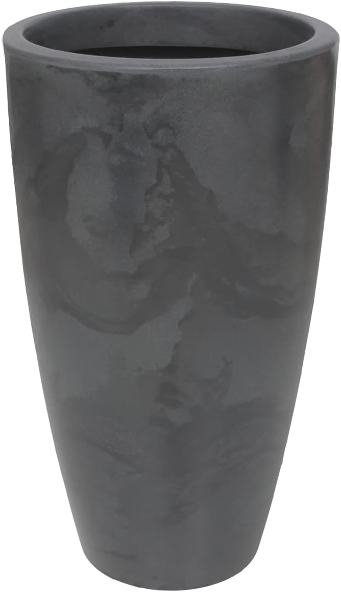 27.6" Tall Planter | Eco-Friendly, Durable, Lightweight | Indoor/Outdoor Use, All-Weather, Contemporary Design by Brazilian Artisans - Black