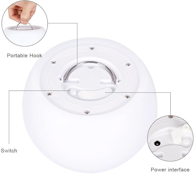 LED Globe Ball Light, Waterproof Rechargeable LED Bedside Table Lamp,Night Decorative Mood Light with 16 Color Change and 4 Flash Modes,Suits for Outdoor Indoor Decoration (15CM-Ball)