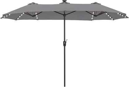 HERA'S PALACE 13ft Patio Umbrella with 120 LED Solar Lights Double Sided Outdoor Umbrella for Patio 8 Colors Changing Table Umbrella Outdoor Patio for Garden Pool