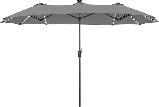 HERA'S PALACE 13ft Patio Umbrella with 120 LED Solar Lights Double Sided Outdoor Umbrella for Patio 8 Colors Changing Table Umbrella Outdoor Patio for Garden Pool