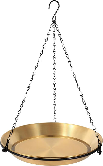 HRAYLTOP Hanging Bird Bath Bird Feeder Bowl with 16.3 inch Iron Hanging Chain Detachable Outdoor Decor for Garden Backyard Patio and Deck - Perfect for Attracting Birds